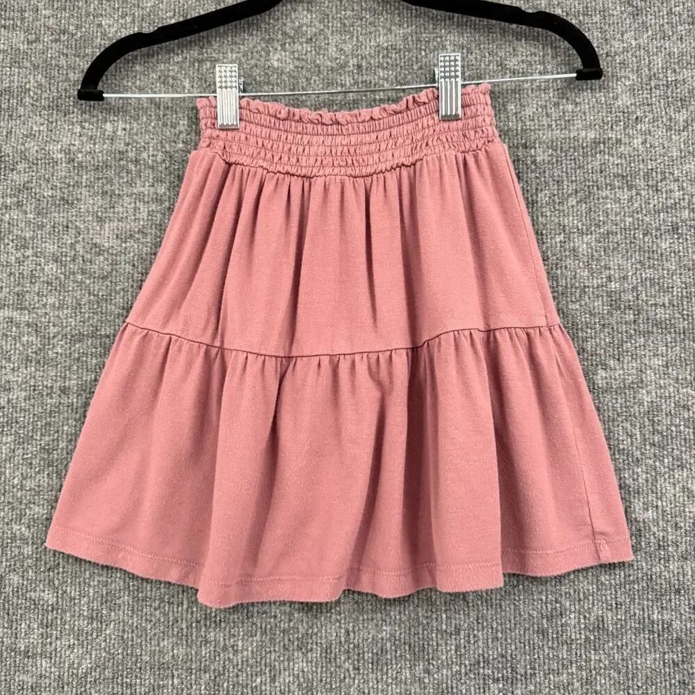 Kate Quinn Girls Smocked Tiered Modal Skirt Size 7 Mauve